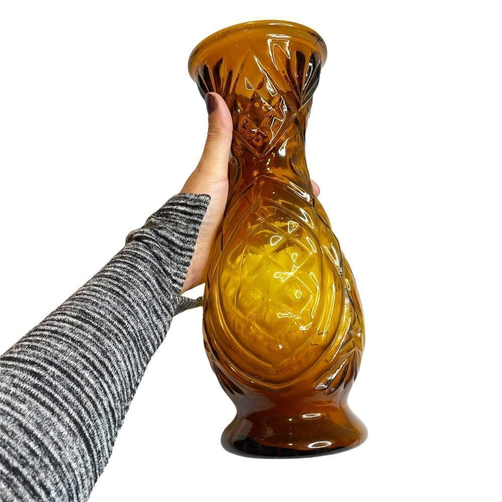 Vintage MCM Italian Rossini Empoli Amber glass vase - Picture 3 of 7